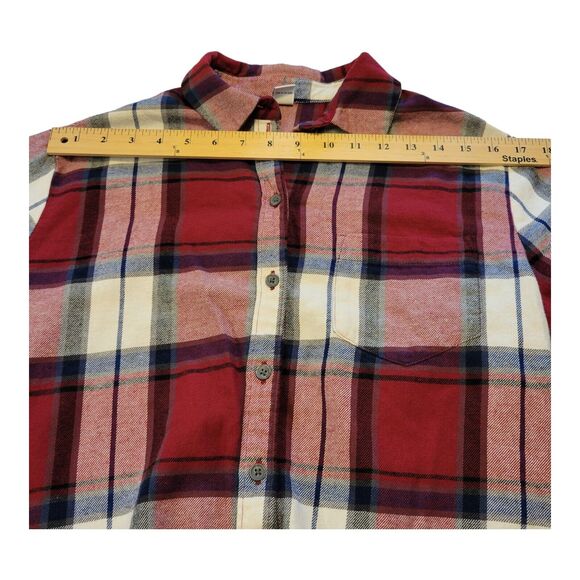Old Navy Shirt Womens XS Red Plaid Button Up Oversized Long Sleeve Country - Picture 7 of 11